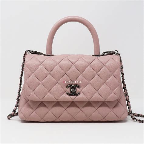 chanel 17c pink series|Chanel 17C Mini Coco Handle Sakura Pink Quilted Caviar.